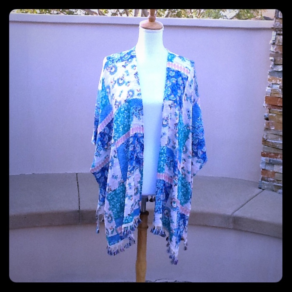 Millibon  patchwork look kimono style cardigan, M